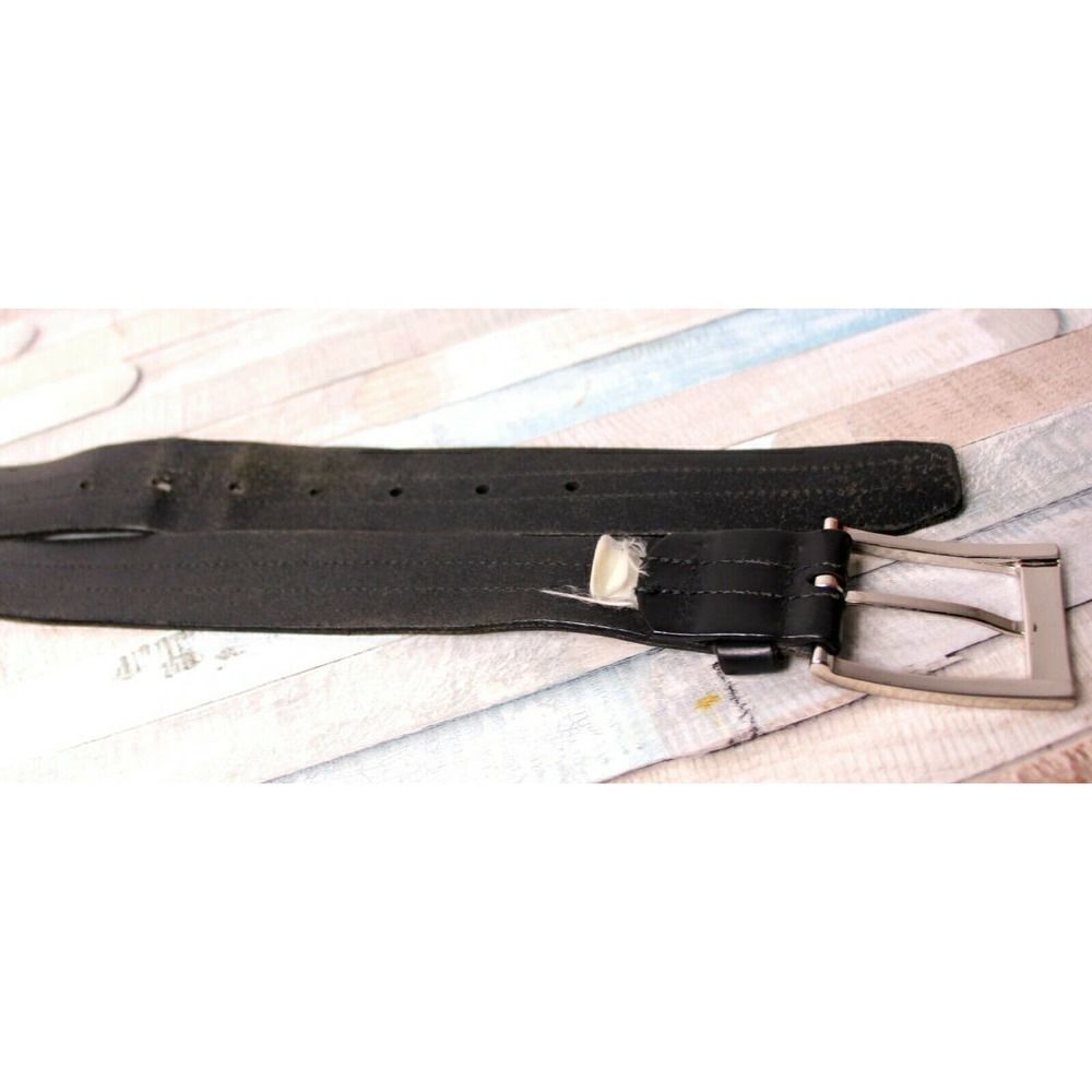 GUATEMALA BLACK GENUINE LEATHER 1.5"Wd STITCHED CASUAL WOMEN'S BELT Sz L (G91 - Picture 8 of 9